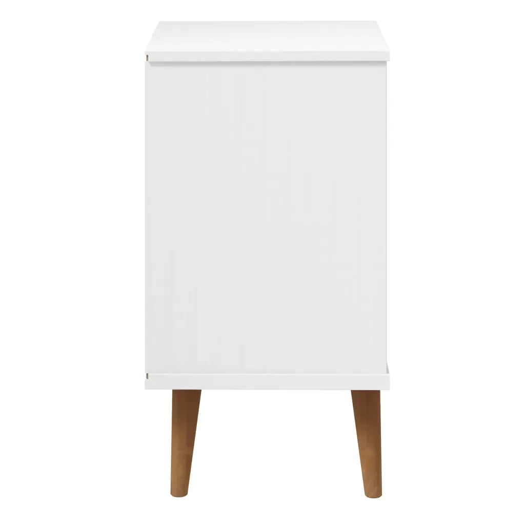 Comodino MOLDE Bianco 40x35x65 cm in Legno Massello di Pino 350499