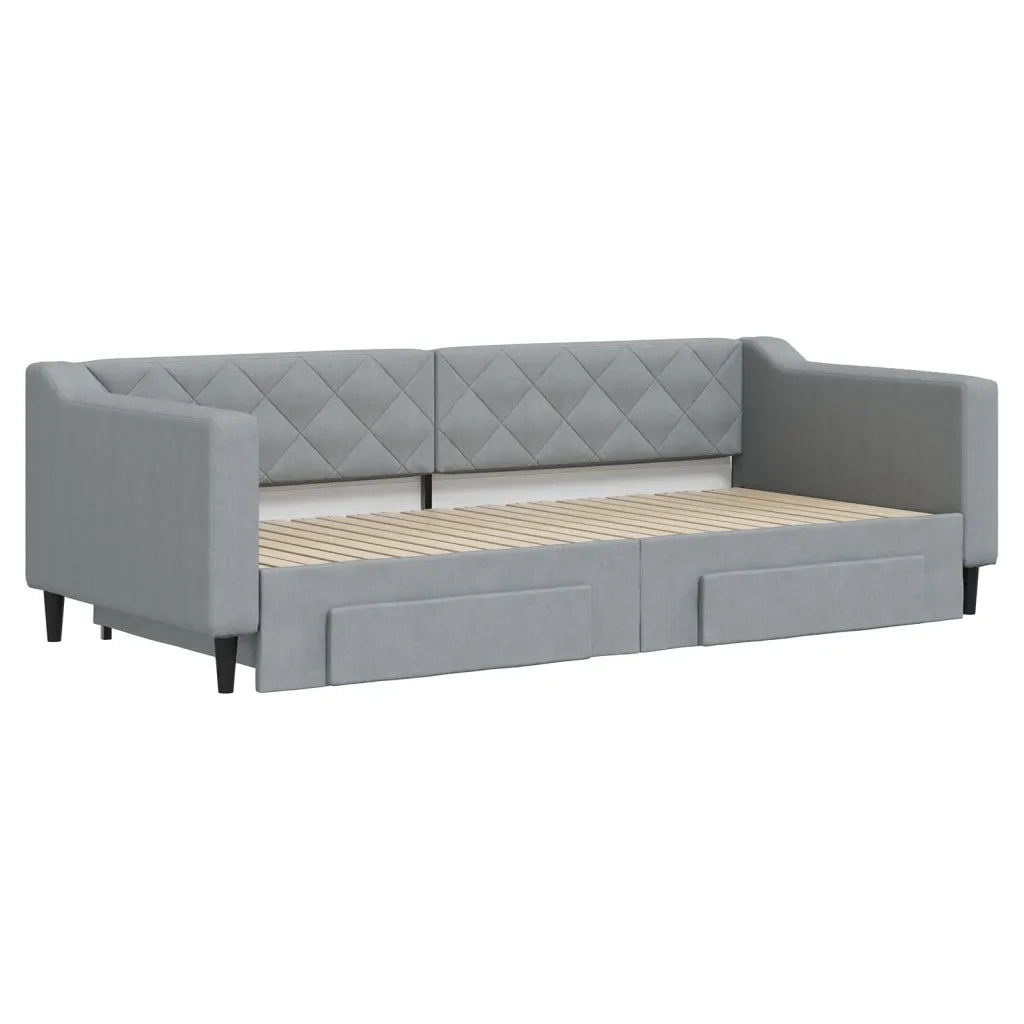 Divano Letto Estraibile Cassetti Grigio Chiaro 90x200cm Tessuto 3197462