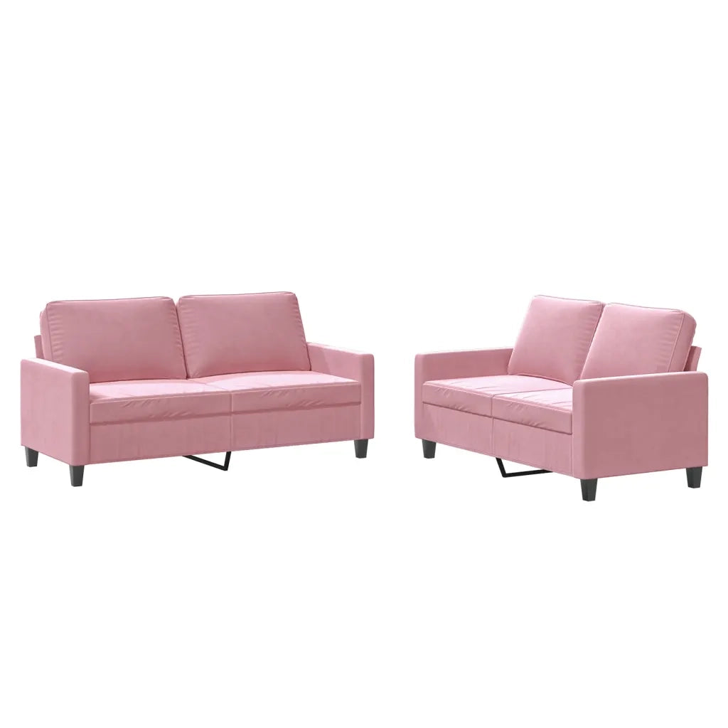 Set di Divani 2 pz con Cuscini rosa in Velluto