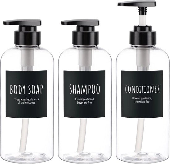 3 dispenser per bagno, flessa di dispensazione Segbeauty 500ml, 16,9 oz flessa pompata ricaricabile per shampoo, balsamo, gel doccia e crema idratante.