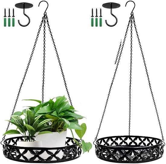 Hanger per piante 2 pezzi - Supporto per piante in metallo - Attacco per piante per interni/esterni - Piantine appese - Vasi per piante 22/25 cm - Materiale leggero e duraturo - Hanger per piante appese