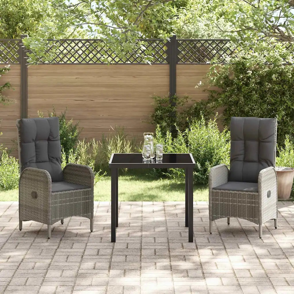 Set da Pranzo per Giardino con cuscino 3 pcs Grigio polyrattan 3380127