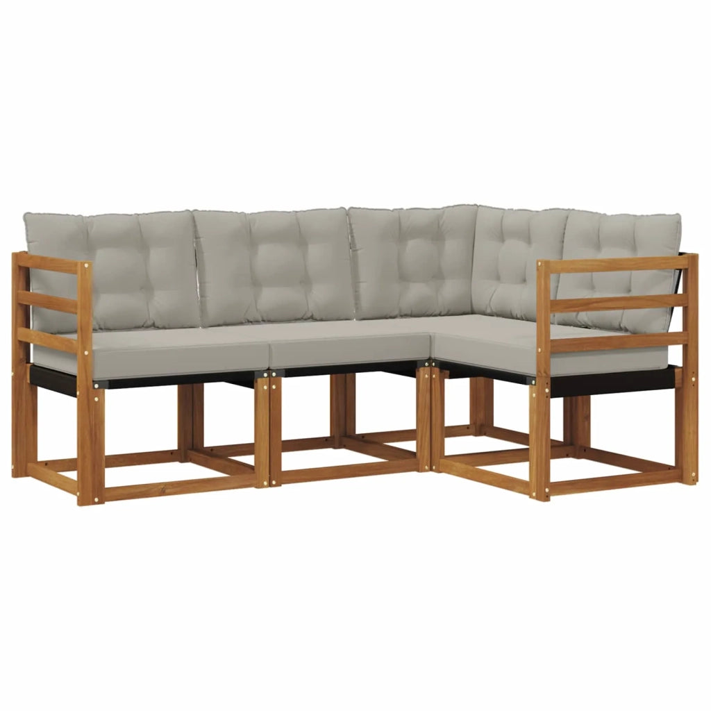 Set di divani da esterno 4 pcs Grigio Naturale e Chiaro 3368606