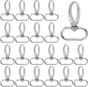 Pacco di 20 carabinatori rotanti con anello D di 32 mm, grappe metalliche per chiave, catena di carabinieri per borse, abbigliamento, lanyards.
