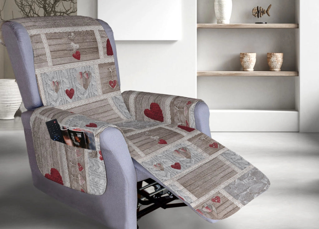 Copripoltrona Reclinabile Trapuntata Shabby Love Poltrona Relax Linea Pensieri Delicati - Poltrona - Rosso