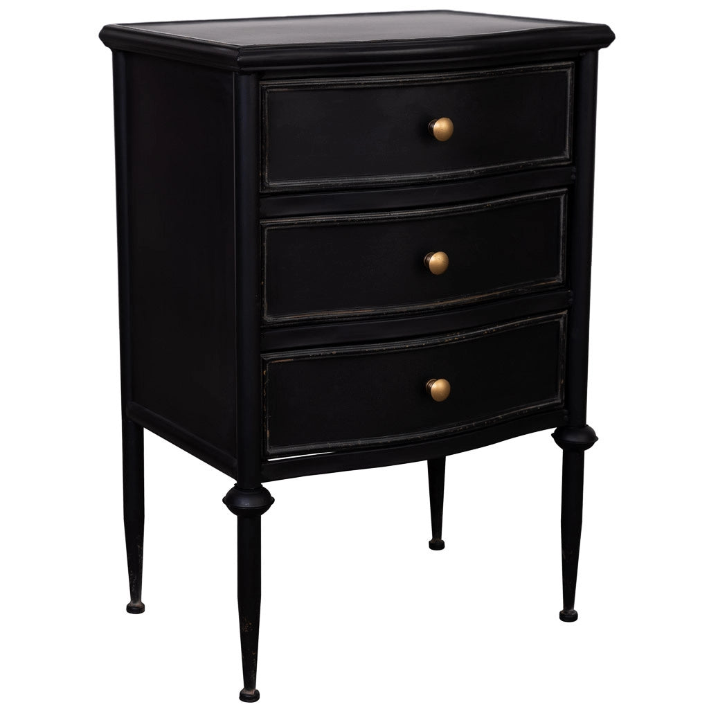 Tavolo con 3 cassetti in metallo invecchiato nero 46x36x68