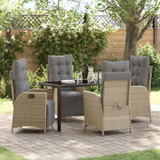 Set da Pranzo per Giardino con cuscino 5 pcs Beige polyrattan 3380563