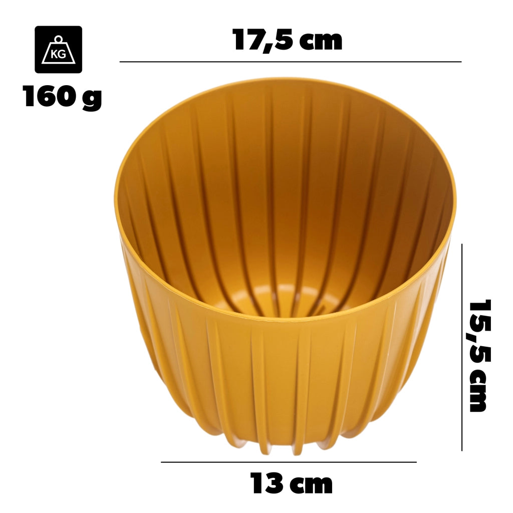 KADAX Vaso da fiori, coprivaso rotondo da 17,5 cm in plastica, supporto per fiori giallo