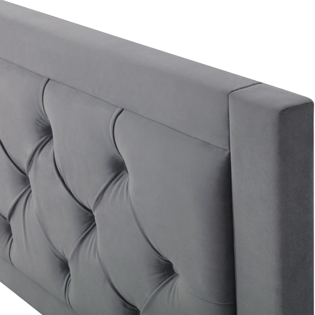 LETTO Contenitore 140x200 cm Grigio in velluto con struttura in acciaio