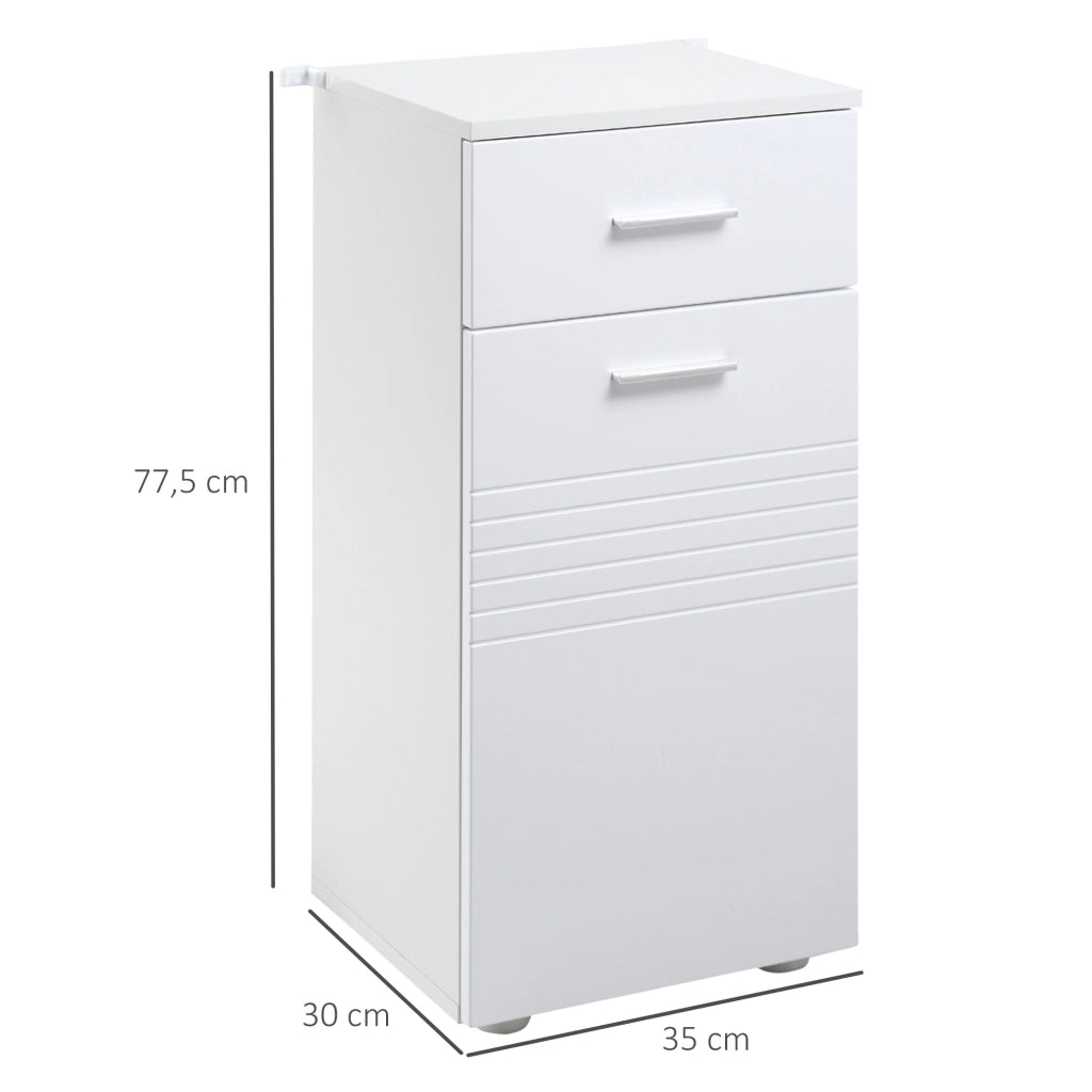 Mobiletto per Bagno con Ante e Cassetto ¨C zephmum ¨C Legno Bianco 30x30x60