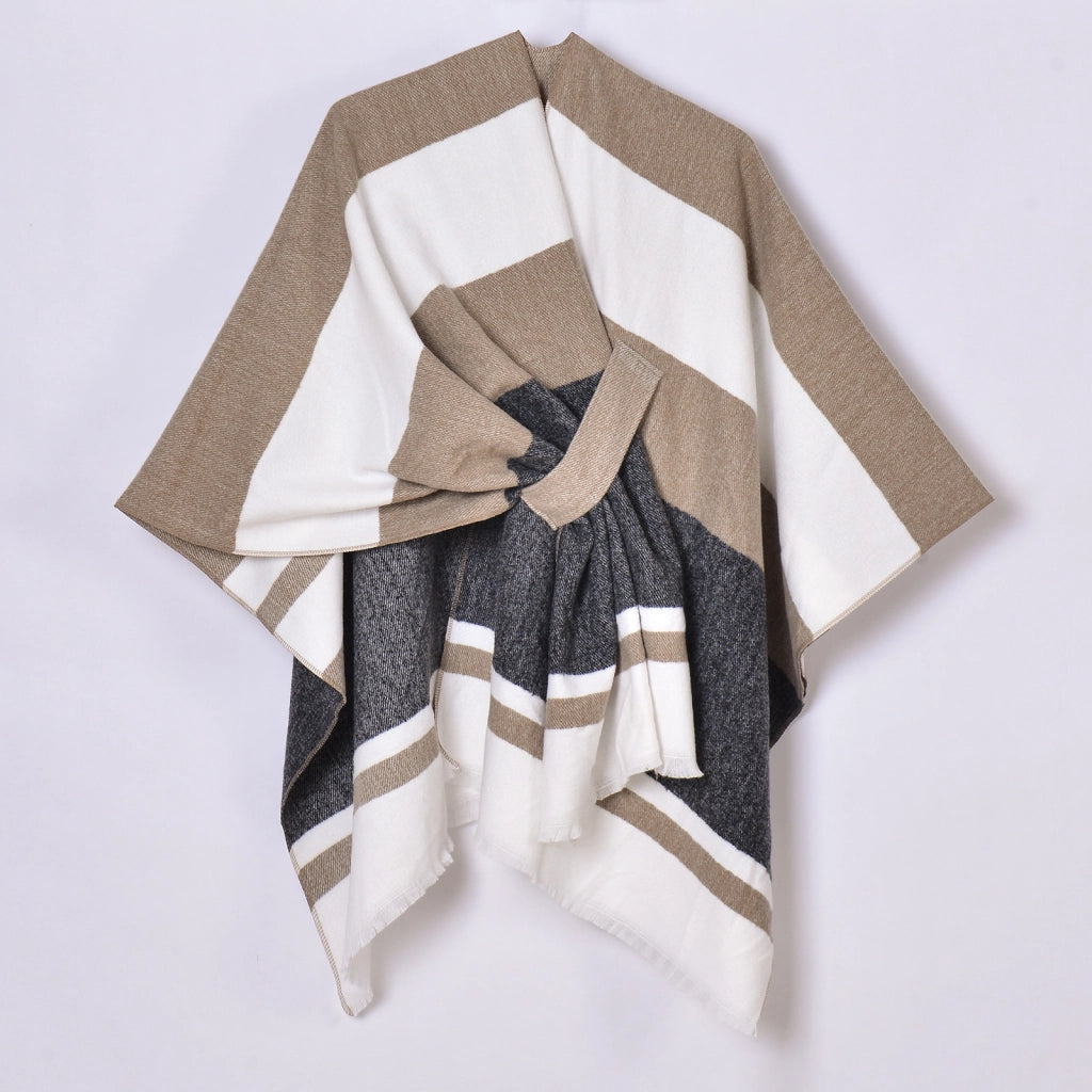Sciarpa da donna, elegante mantello con cintura diagonale monocromatica