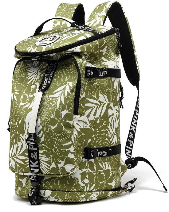 Borsa da Ginnastica 4-Via Impermeabile con Tasca per Scarpe per Viaggi Sport Escursioni Portatile (Verde Oliva)