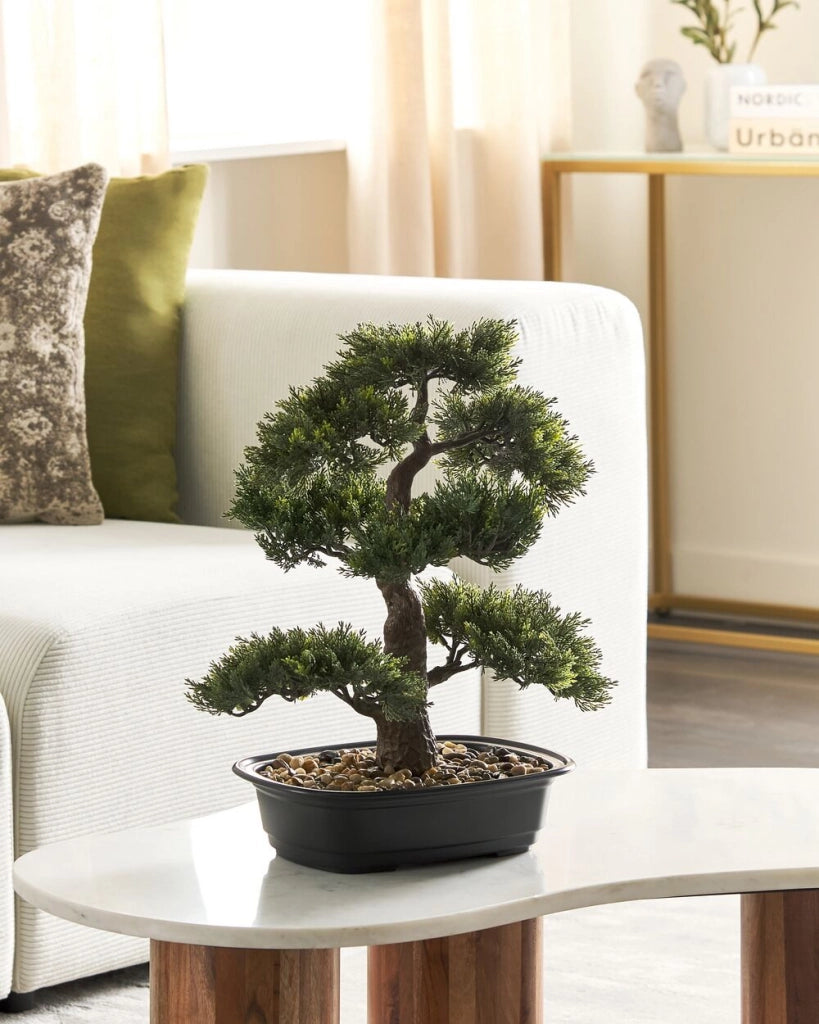 Pianta artificiale in vaso materiale sintetico bonsai albero bonsai accessorio decorativo verde e nero 44 cm