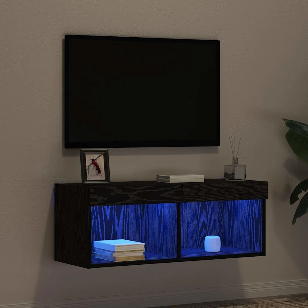 Set mobile TV-Credenza per TV Rovere Nero 80 x 30 x 30 cm Legno multistrato