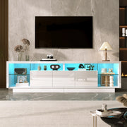 Mobile TV lucido, in truciolato, con ripiani in vetro, illuminazione a LED, bianco