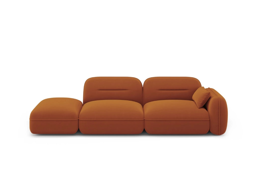 Cosmopolitan Design - Divano modulare sinistro "Sydney" 3 posti in velluto terracotta 