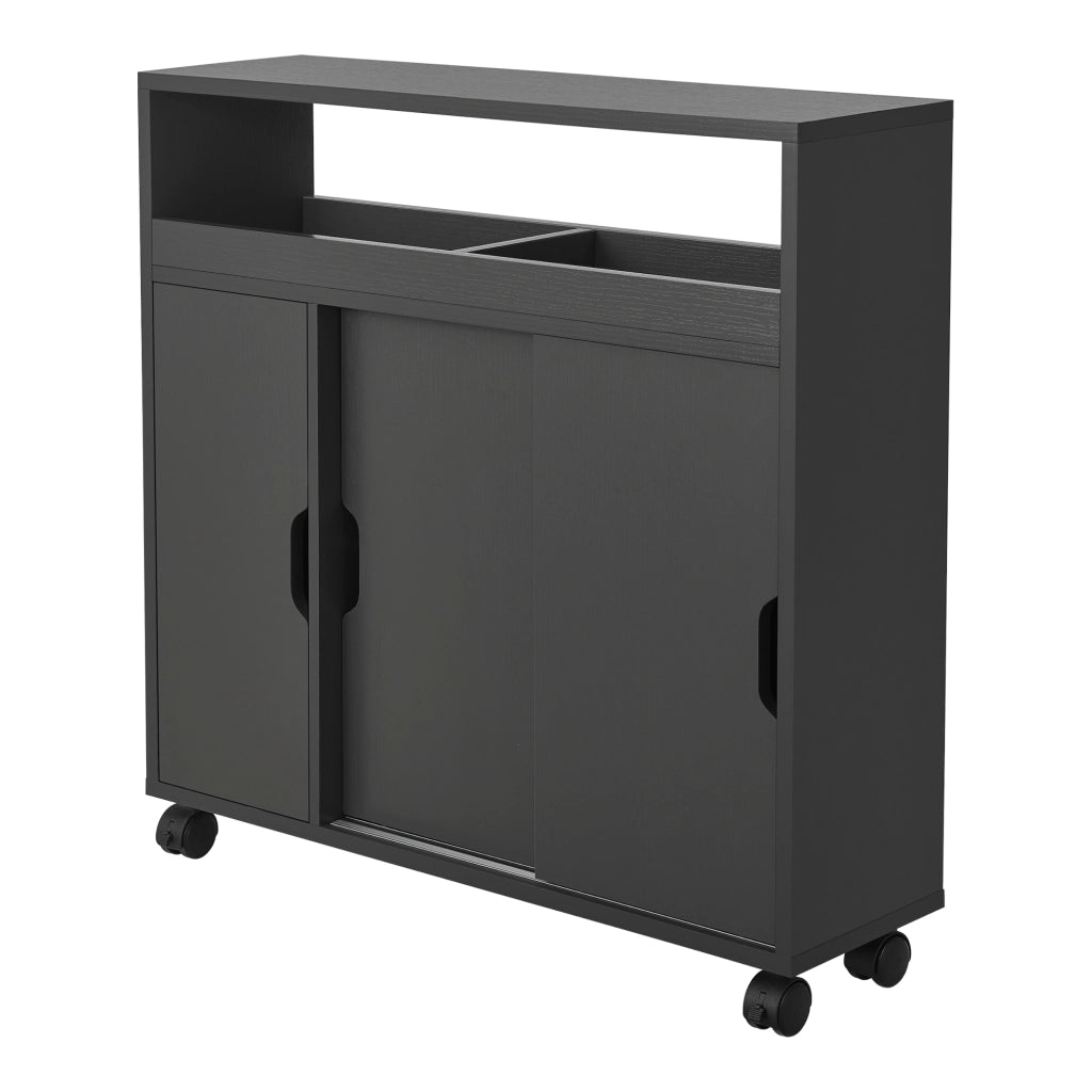 Mobile da Terra Lumijoki con Ante Scorrevoli e 4 Ruote 71x70x20 cm - Grigio Scuro [en.casa]