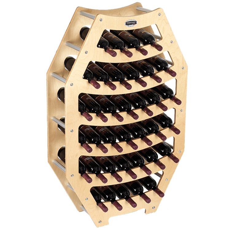 CANTINETTA IN LEGNO PORTA BOTTIGLIE VINO MODELLO OTTAGONO 36 BOTTIGLIE FINITURA ACERO L.75 x P,25 x H.120 100% FABBRICATO IN ITALIA