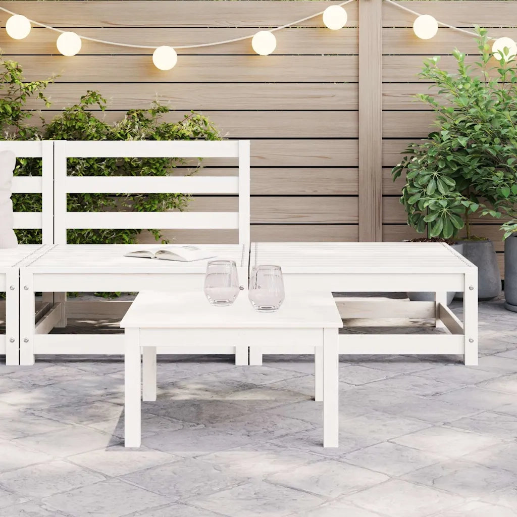 Salotto da Giardino-Set Divani da Giardino 2 pz Bianchi in Legno Massello di Pino 682855