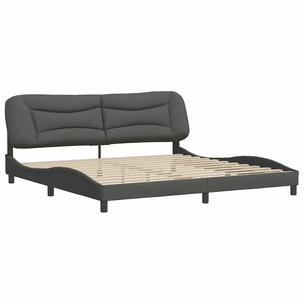 Giroletto senza Materasso-Struttura Letto Hvar Grigio Scuro 200x200 cm Tessuto
