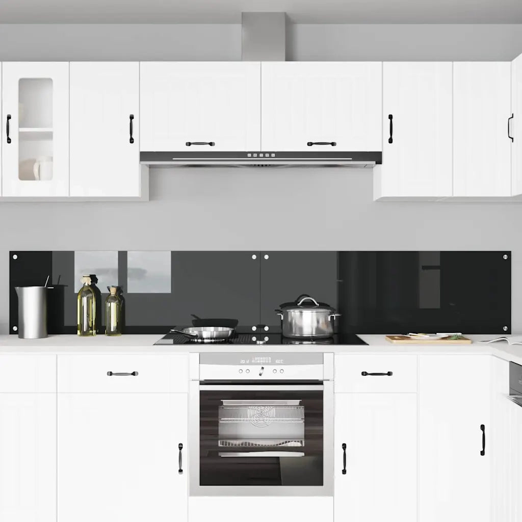 Rivestimento da Cucina 2 pcs Nero 120 x 40 cm vetro temperato 3415497