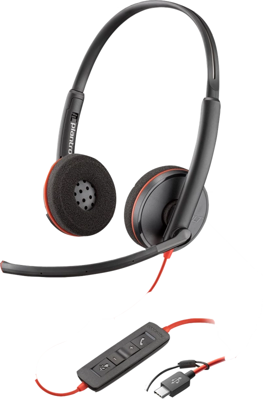 ORIGINAL HP Poly Accessori per computer nero 8X2J9A6 Blackwire 3220 USB-C Cuffie Poly Blackwire 3220 stereo USB-C nere + adattatore USB-C/A (sfuse)