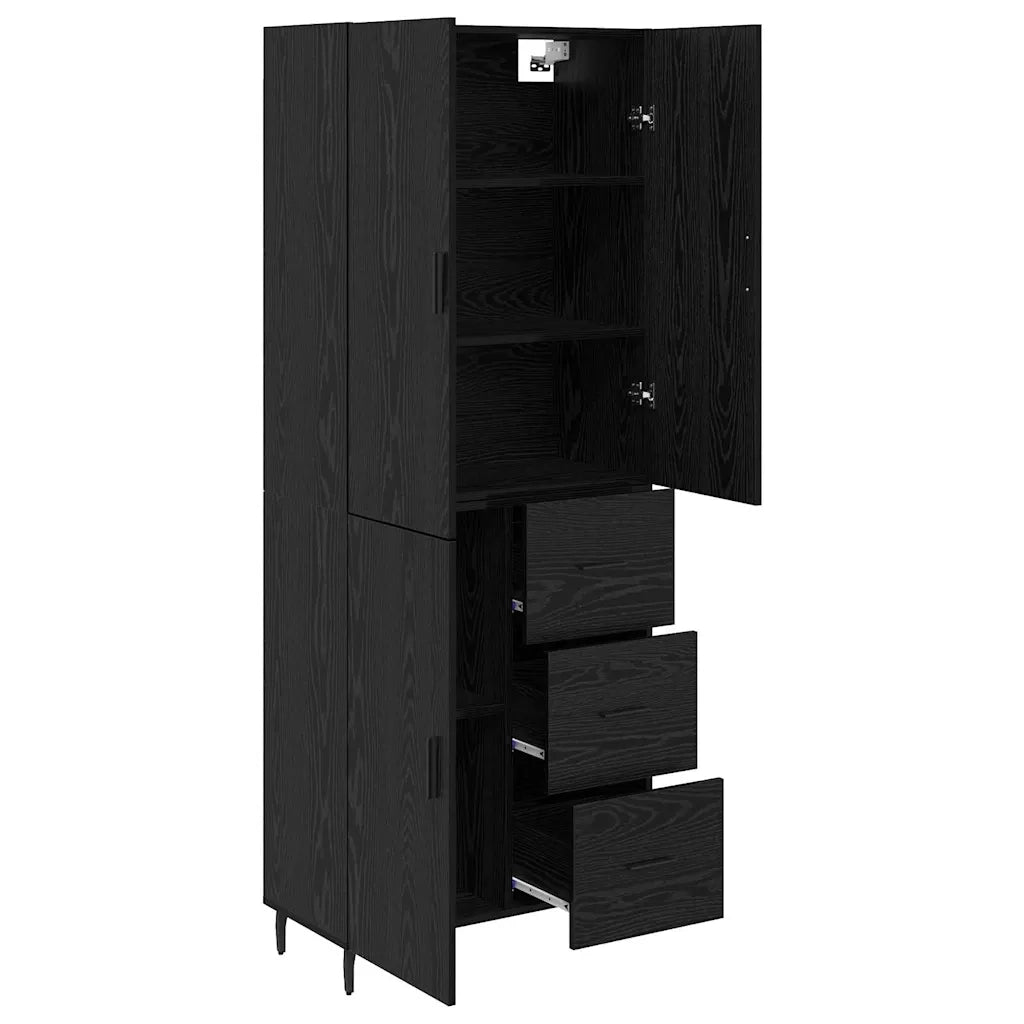 Credenza con Cassetto-Buffet-Armadio da cucina Rovere nero 69,5 x 34 x 180 cm 548053