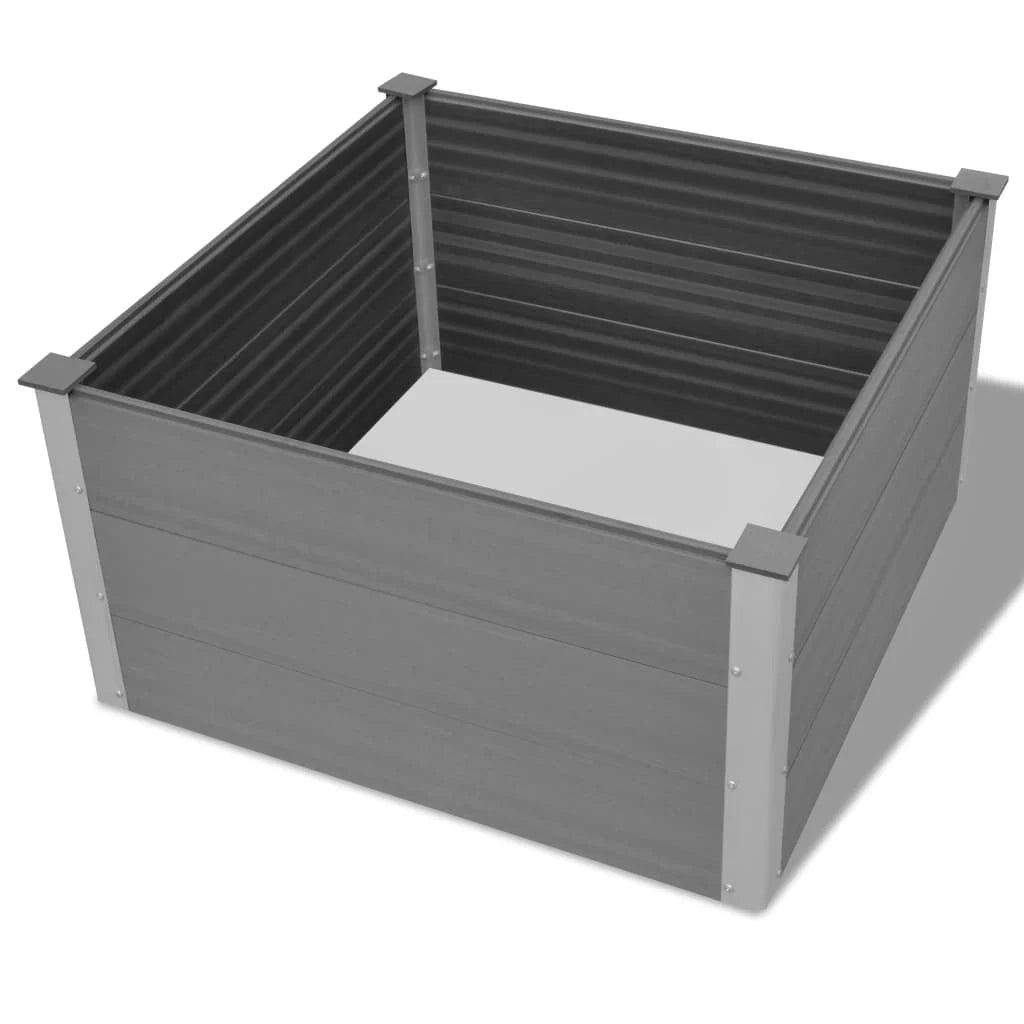 Fioriera rialzata per piante e fiori giardino WPC 100 x 100 x 54 cm grigio 02_0001235