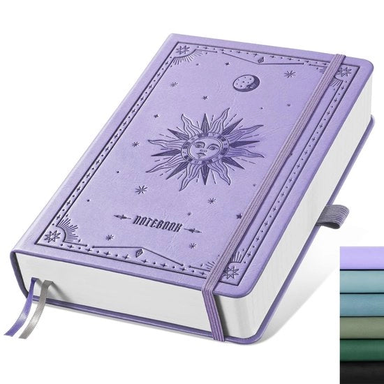 Libretto A5 320 pagine numerate - Copertina in pelle - Carta 100 g/m² - Adatto per scuola/lavoro - 14,5 x 21 cm - Blu chiaro - Bullet Journal