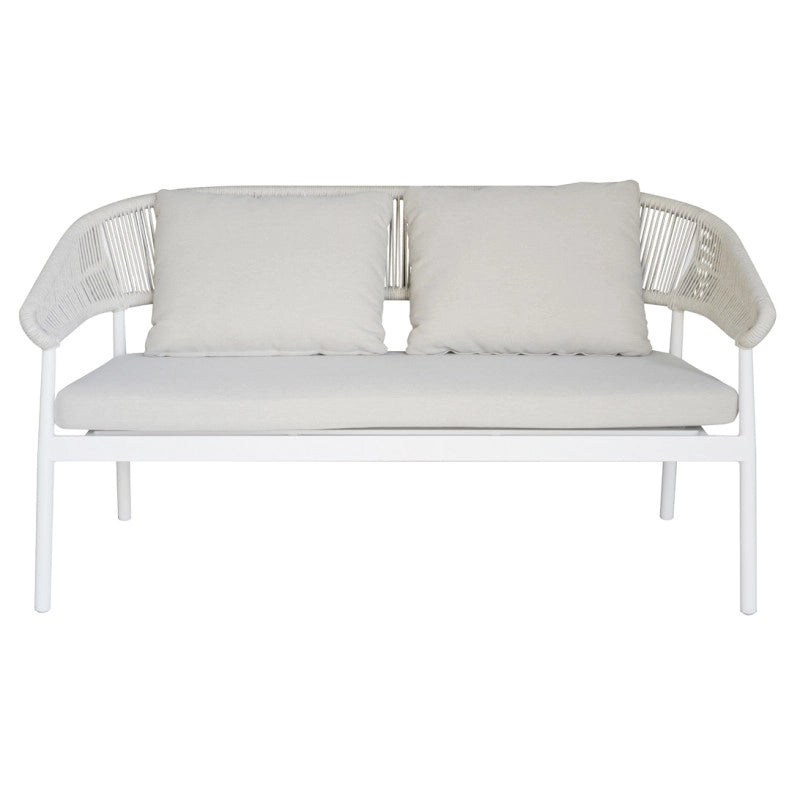 Salotto Cap-Ferrat In Alluminio Bianco + Schienale In Corda Beige Moia