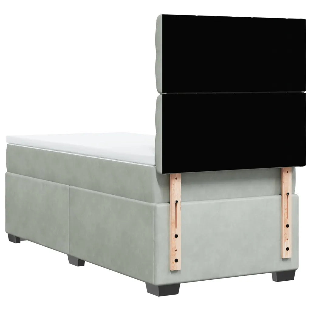 Giroletto a Molle con Materasso Grigio Chiaro 100x200cm Velluto