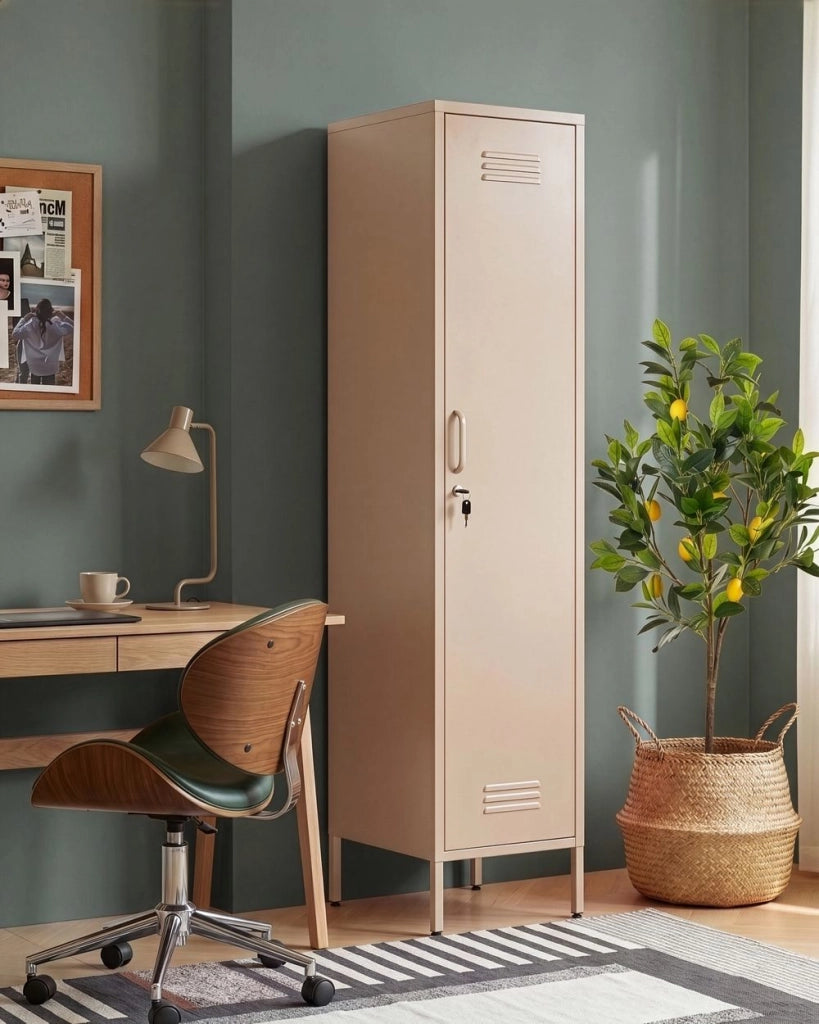 Armadietto metallico per ufficio con 5 ripiani beige moderna per ufficio domestico