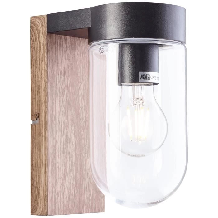 BRILLIANT Applique per esterno CABAR - E27 - 1x40W - Legno scuro e colori nero