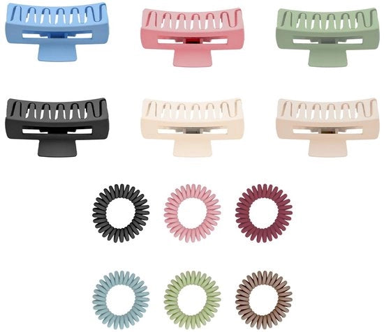 Clip per Capelli Grossi per Donne e Ragazze in 6 Colori - Antiscivolo - Tenuta Forte - Finitura Liscia