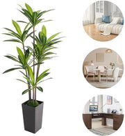 Pianta artificiale Dracaena 180cm con vaso, fusto in tessuto finto mossico grigio e verde, per interni e esterni