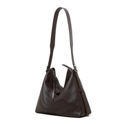 Borsa a mano da donna in vera pelle, colore marrone.