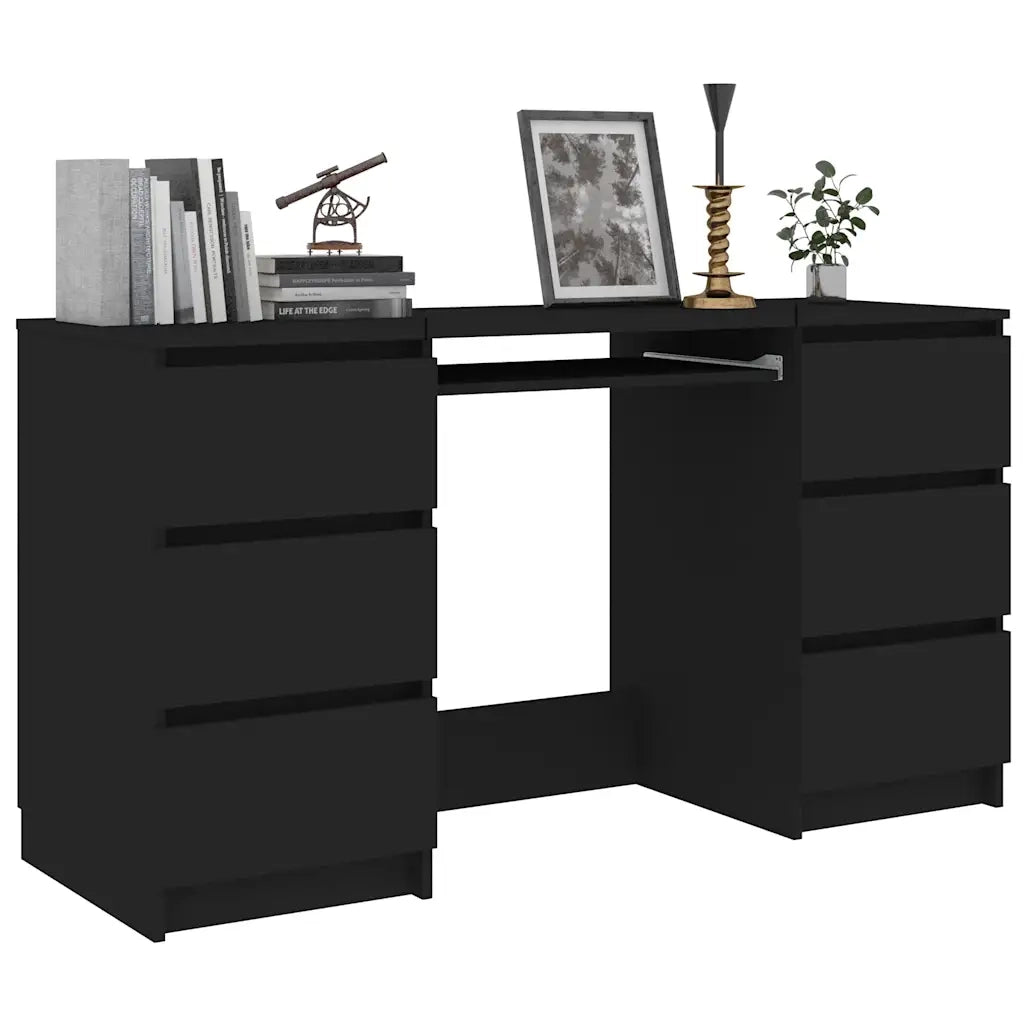 Scrivania Nera 140x50x77 cm in Legno Multistrato 800811