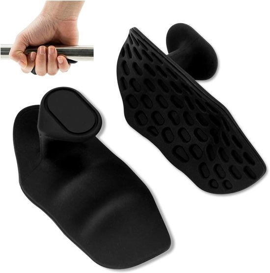 1 coppia - Manubri in gomma Antislittamento per sollevamento pesi - Allenatore ergonomico per dita - Guanti per fitness - per allenamento in palestra e workout, sollevamento pesi, halter - Senza sudore - Nero