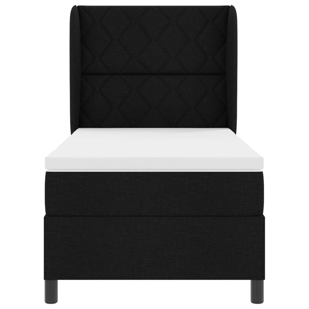 Letto Box Spring con Materasso Nero 100x200 cm Tessuto