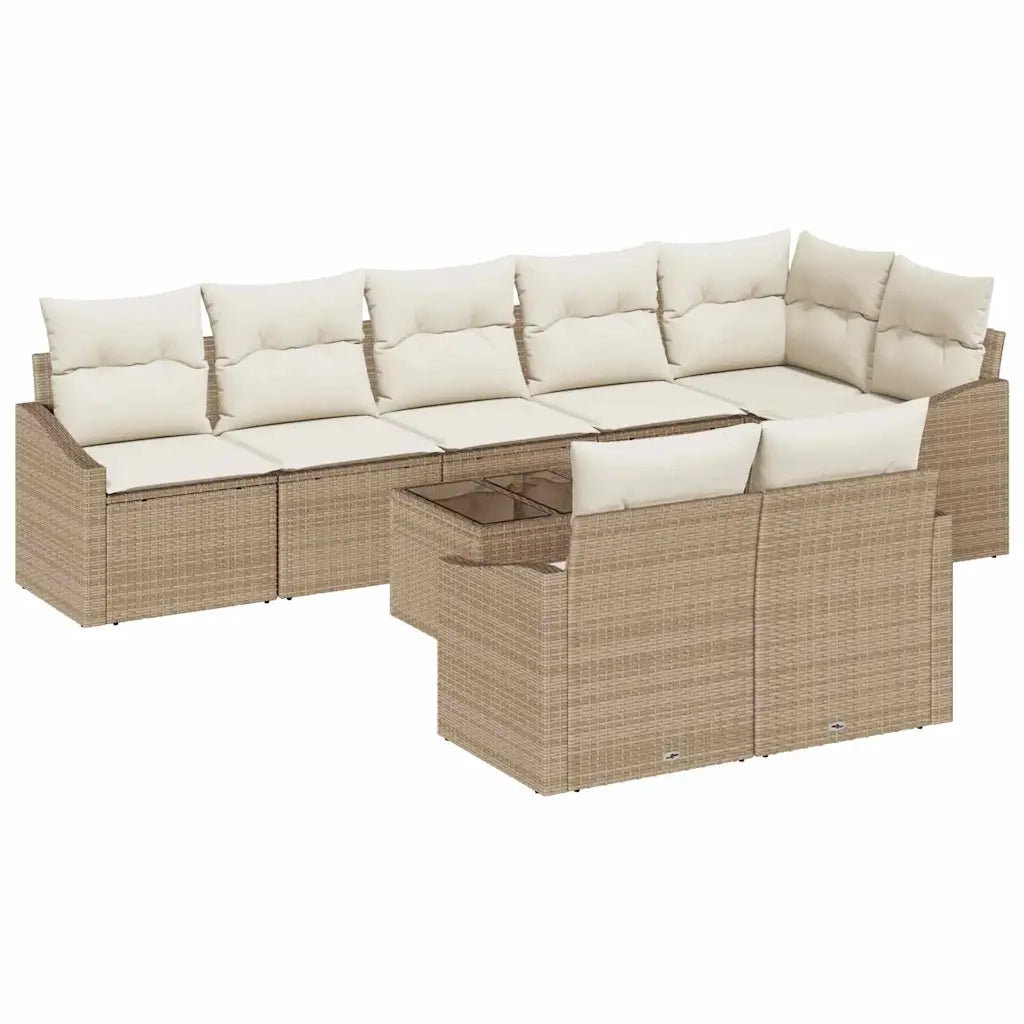 Set Divano da Giardino 9 pcs Beige e Crema polyrattan 3355450