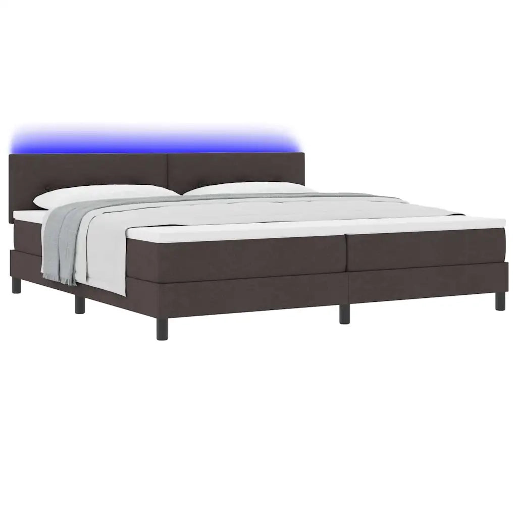 Letto a molle con testiera Marrone Scuro 200 x 200 cm Tessuto 3342236