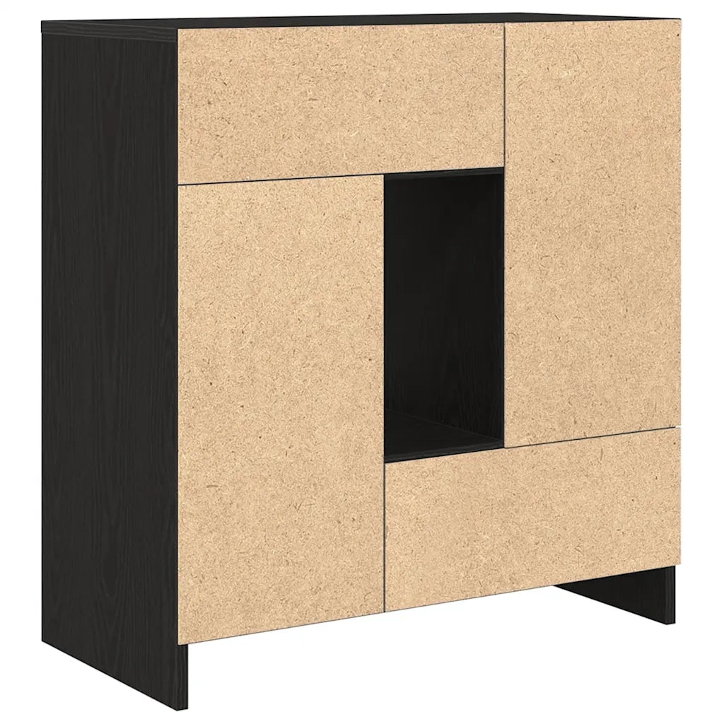 Credenza con Cassetti e Ante-Buffet-Armadio da cucina Rovere Nero 70,5x34x74,5 cm