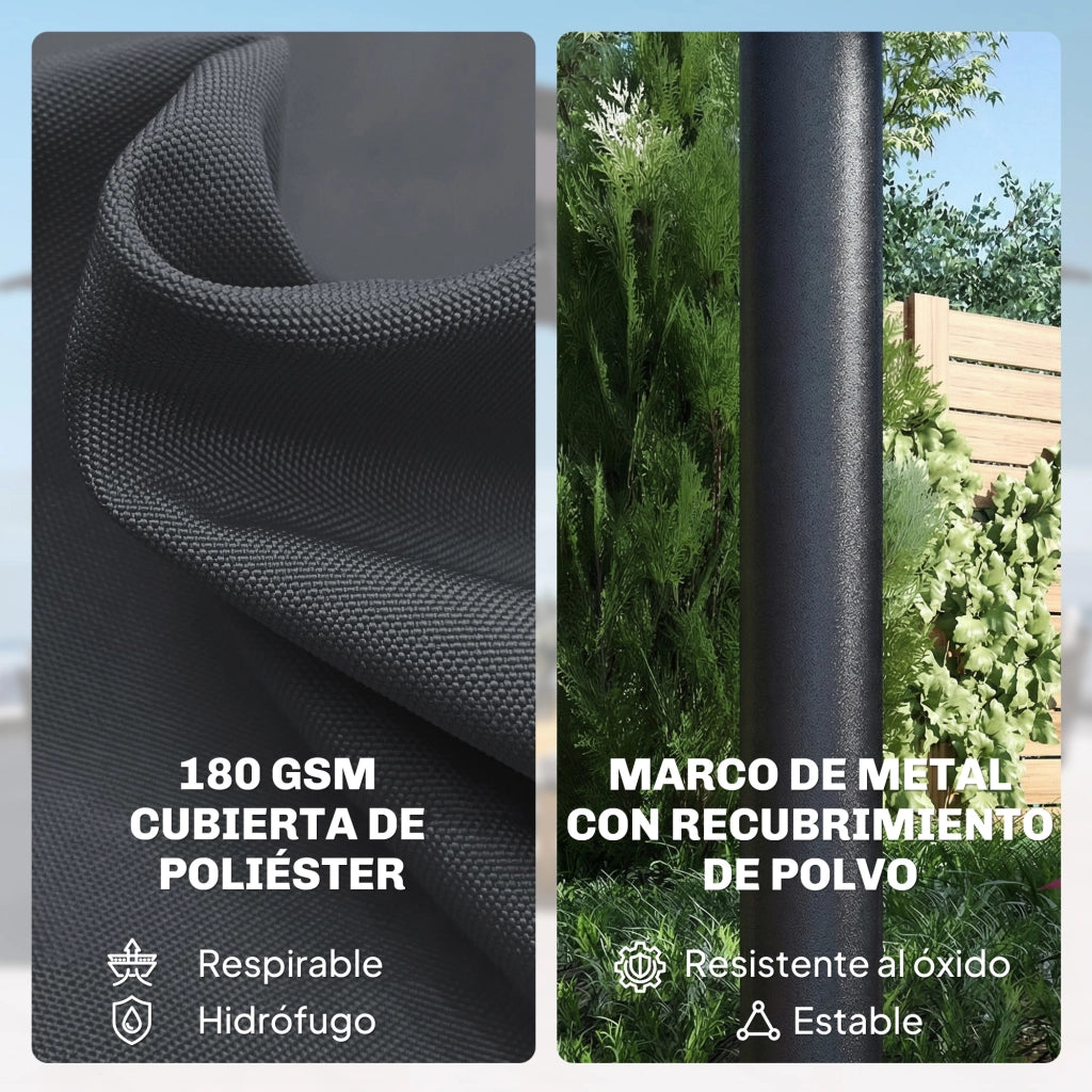 Ombrellone da Giardino 4x2 m ¨C zephmum ¨C Grigio Scuro UPF50+ 12 Stecche con 36 Luci LED