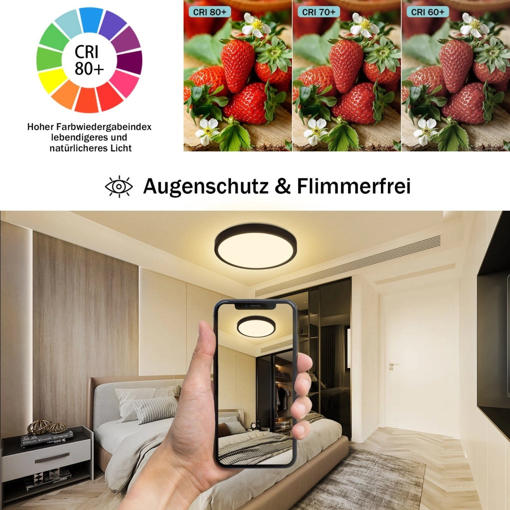 ZMH Lampada da soffitto plafoniera LED rotonda piatta 24W design moderno per soggiorno camera letto