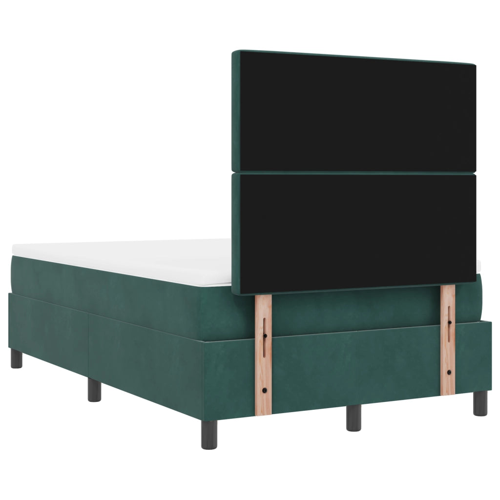 Letto Box Spring con materasso Verde scuro Piccolo doppio Velluto