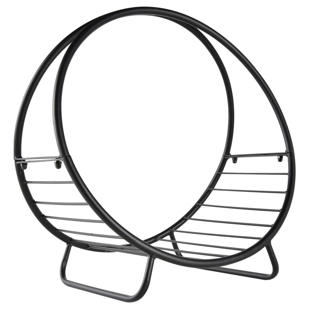 Portalegna in Metallo per Interni ed Esterni per Camino, Porta Legna da Interno con Forma a Cesto, 45x29.5x47cm, Nero