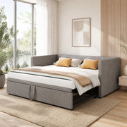 DESMIU Letto Estraibile 90 × 200 cm 2 posti con struttura estensibile, senza materasso, in velluto grigio