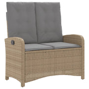 Panchina Reclinabile da Giardino | Panca da Giardino con Cuscini Beige in Polyrattan