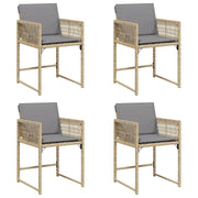 Sedie da Giardino con Cuscini 4 pz | Sedie da Esterno Beige Misto in Polyrattan