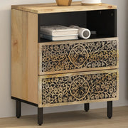 Comodino-Tavolino da notte 50x33x60 cm in Legno Massello di Mango 997477